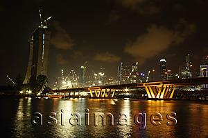Asia Images Group - Night view of Integrated Resort construction site, Singapore
