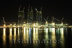 Asia Images Group - Night shot of construction in Marina Bay, Singapore