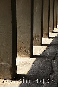 Asia Images Group - carved stone pillars at Angkor Wat, Cambodia