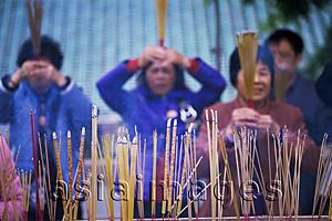 Asia Images Group - China,Hong Kong,People Preying at Wong Tai Sin Temple