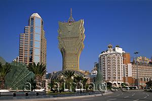 Asia Images Group - China,Macau,City Skyline with Grand Lisboa Hotel and Casino
