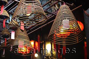 Asia Images Group - incense coils hanging from Man Mo Temple, Hong Kong