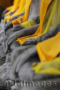 Asia Images Group - Close up of hands of stone Buddhas at Wat Yai Chaya Mongkol Temple, Thailand