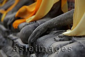 Asia Images Group - Close up of stone Buddha's hand at Wat Yai Chaya Mongkol