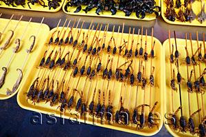 Asia Images Group - China,Beijing,Wangfujing Street,Snack Street Market selling Insects and Scorpians