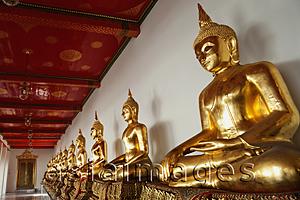 Asia Images Group - A row of Buddha statues at Wat Pho, Bangkok, Thailand