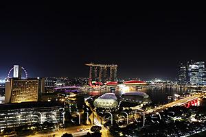 Asia Images Group - Night view of buildings surrounding Marina Bay, Singapore
