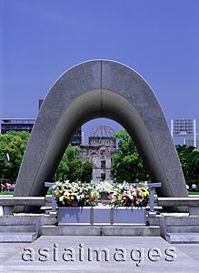 Asia Images Group - Japan, Hiroshima, Peace Memorial Park, Memorial Cenotaph in memory of victims of the atomic bomb