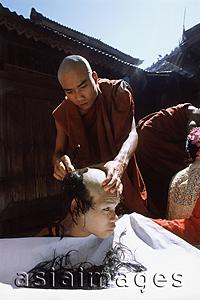 Asia Images Group - Myanmar (Burma), Initiation of novice Buddhist monks by shaving head