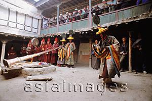 Asia Images Group - Nepal, Mustang, Buddhist Lamas perform ceremonial dances during Teeji Festival.