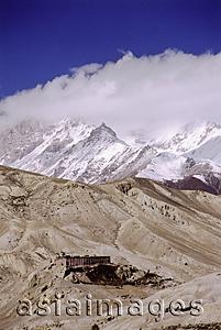 Asia Images Group - Nepal, Mustang, Ancient Tibetan Buddhist monastery with stripes of Sakya sect.