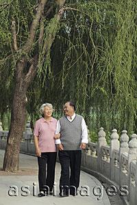 Asia Images Group - Older couple walking arm and arm in a park