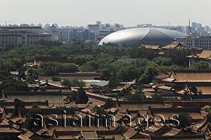 Asia Images Group - Aerial view of the Forbidden City and National Grand Theater, China